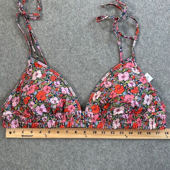 J Crew Tie-shoulder Ruched Bikini Top Size XXL Liberty Fabric Meadow Song BF087 - Picture 4 of 8